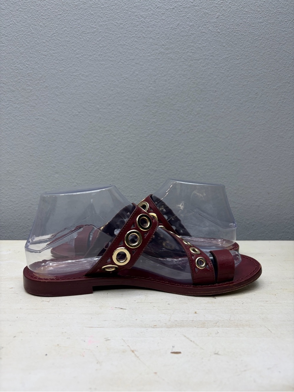 Sandro Burgundy Leather Adelie Sandals Size 37 - Picture 2 of 7